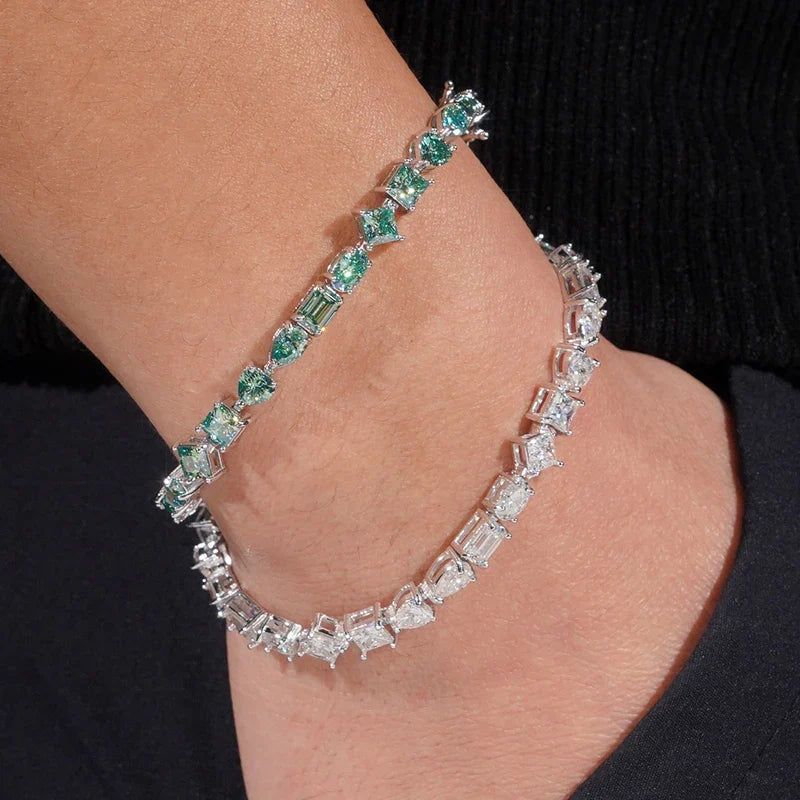 Mixed Cut Moissanite Tennis Bracelet
