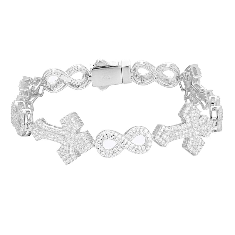 Moissanite Iced Out Infinity Cross Cuban Bracelet