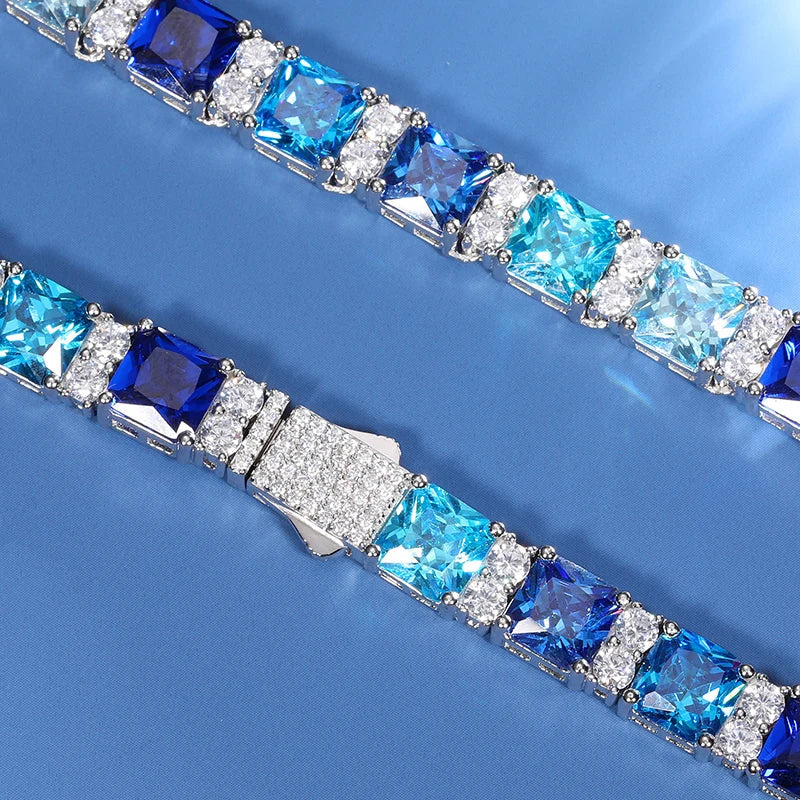 Blue Imperial Tennis Necklace | Moissanite - view 4