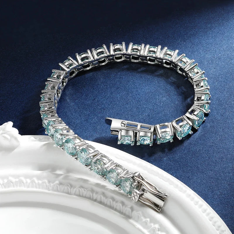 Blue Moissanite Tennis Bracelet
