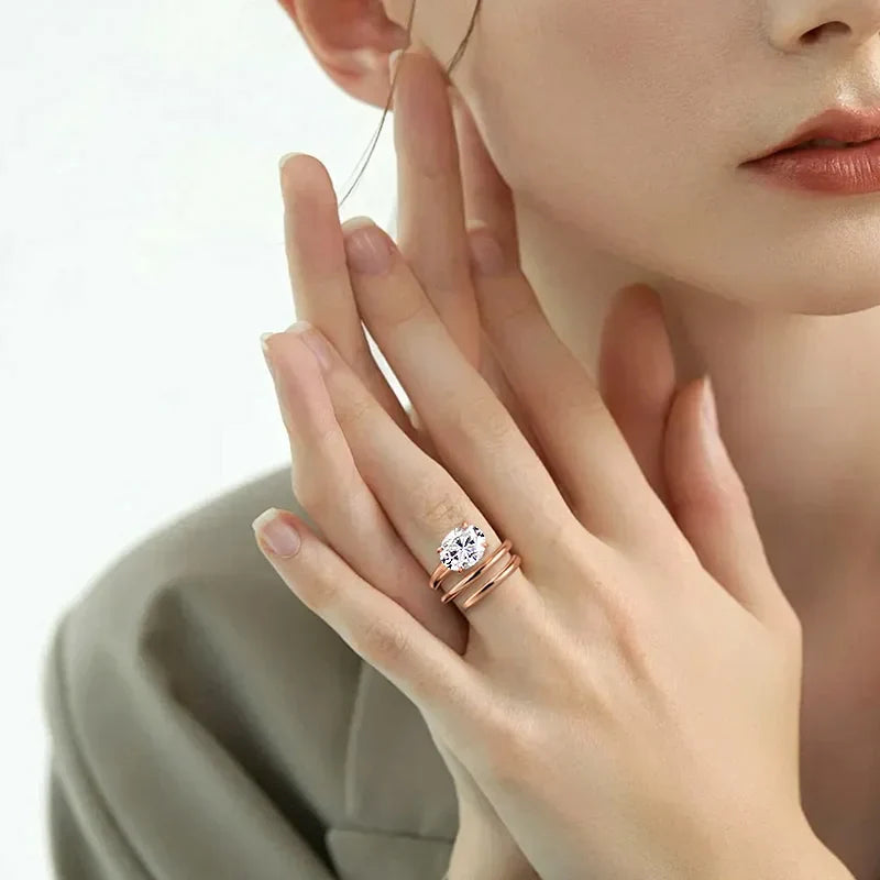 Oval Spiral Moissanite Ring