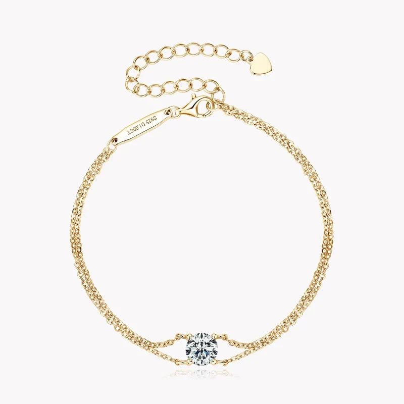 Solitaire Moissanite Chain Bracelet