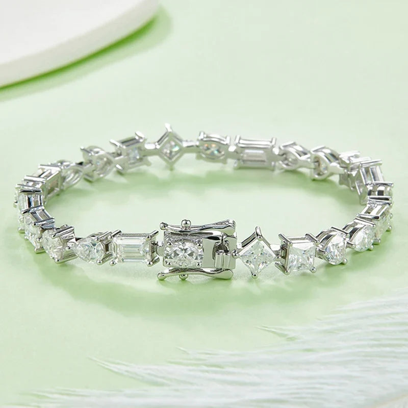 Mixed Cut Moissanite Tennis Bracelet