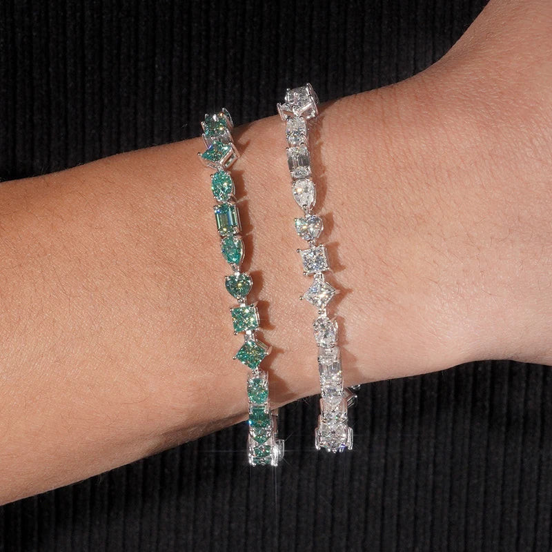 Mixed Cut Moissanite Tennis Bracelet