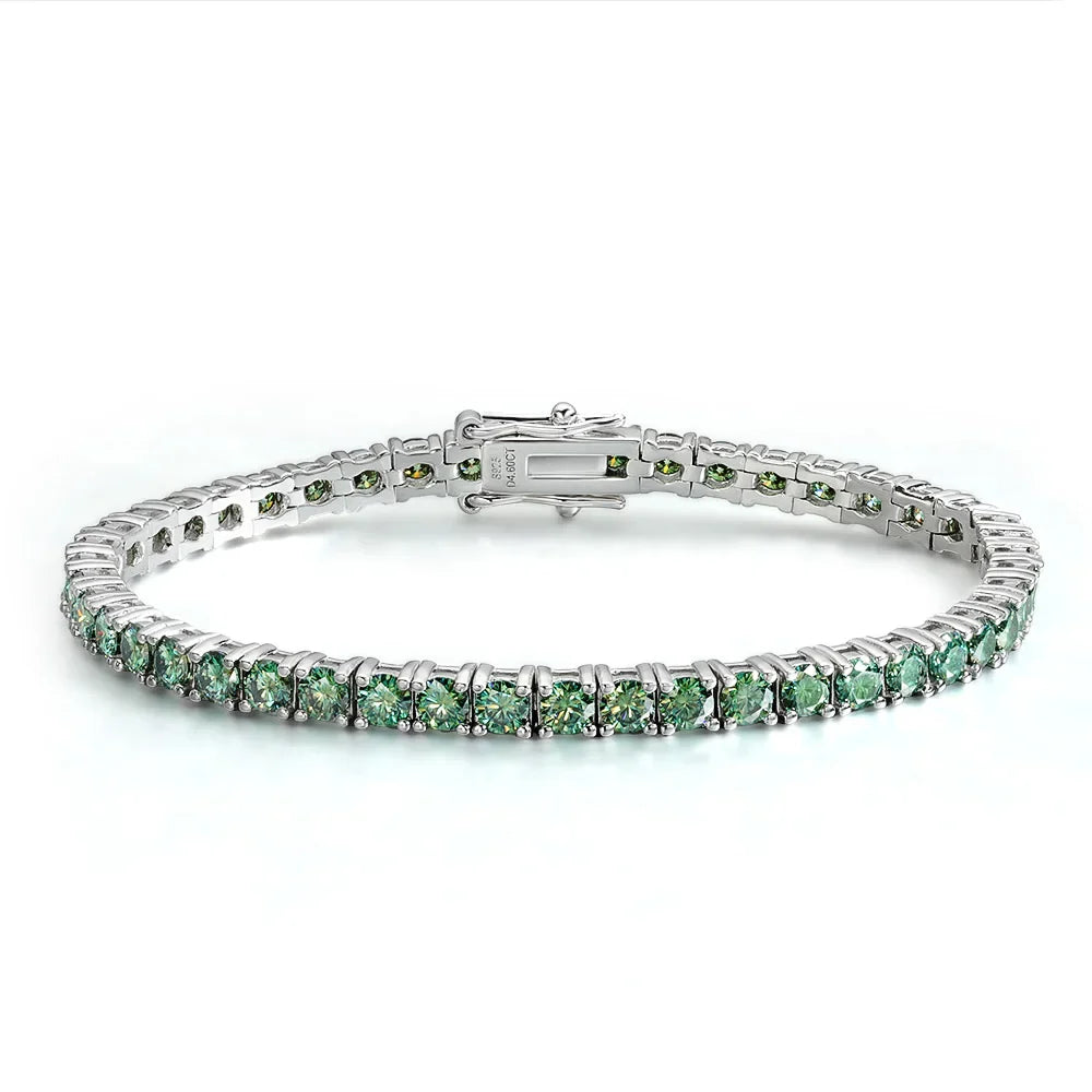 Green Jade Moissanite Tennis Bracelet | 3mm