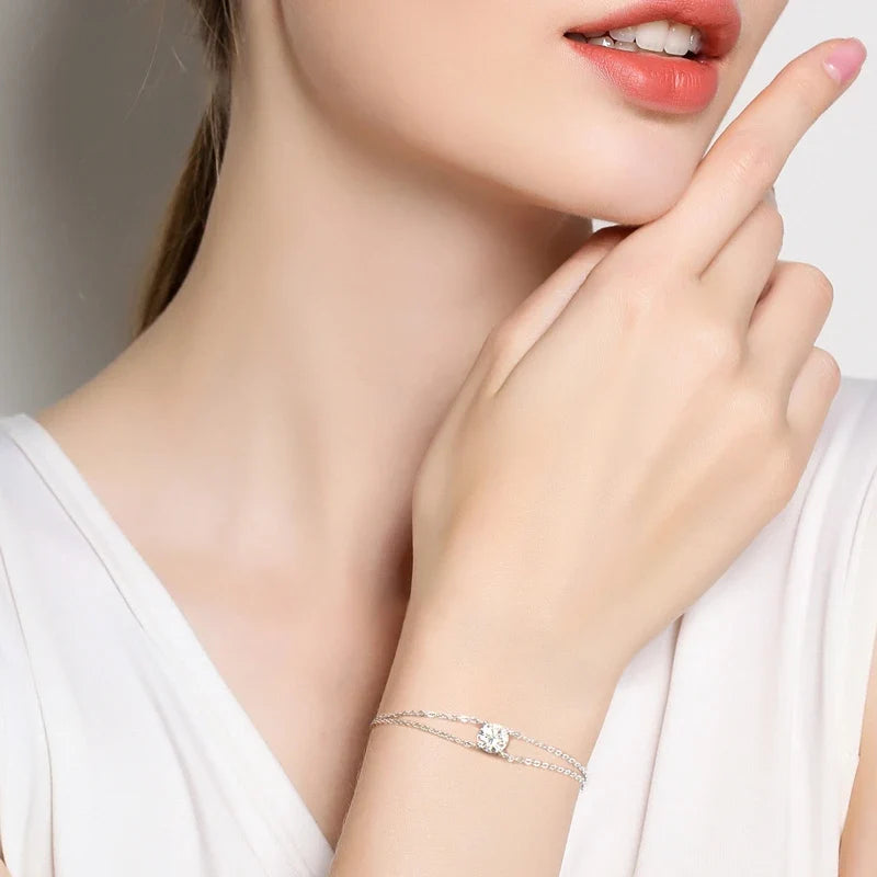 Solitaire Moissanite Chain Bracelet