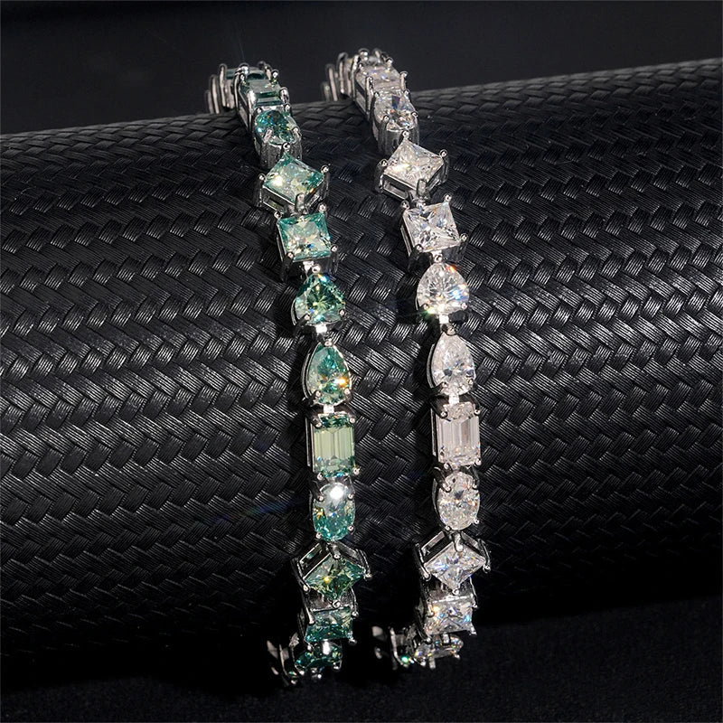 Mixed Cut Moissanite Tennis Bracelet