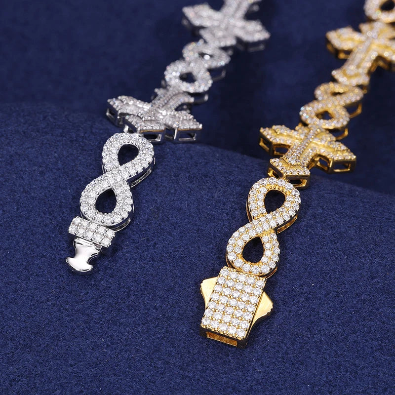 Moissanite Iced Out Infinity Cross Cuban Bracelet
