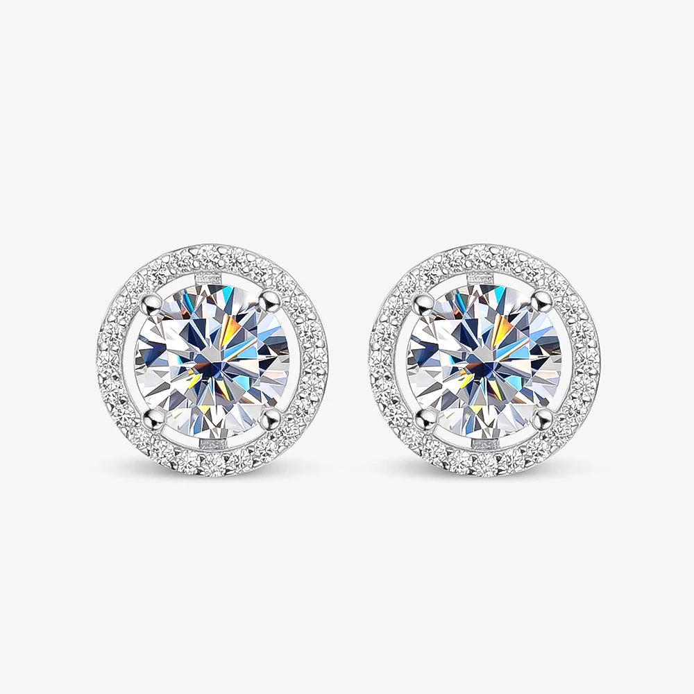 Moissanite Stud Earrings 14K Gold PVD