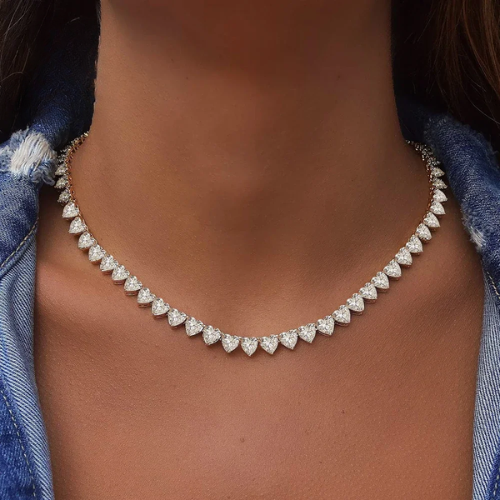 Heart Cut Tennis Necklace