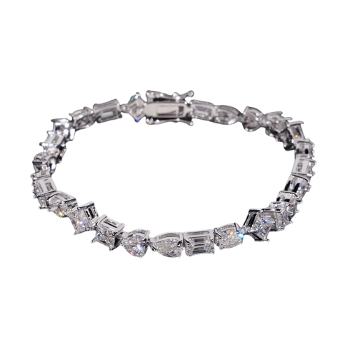 Mixed Cut Moissanite Tennis Bracelet