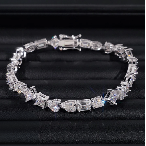 Mixed Cut Moissanite Tennis Bracelet
