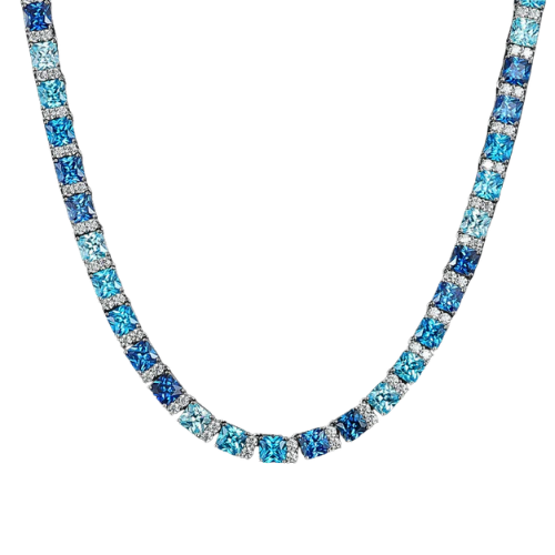 Blue Imperial Tennis Necklace | Moissanite by Montièr