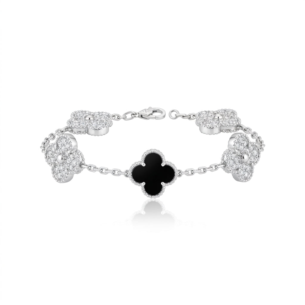 Iced Black Clover Bracelet