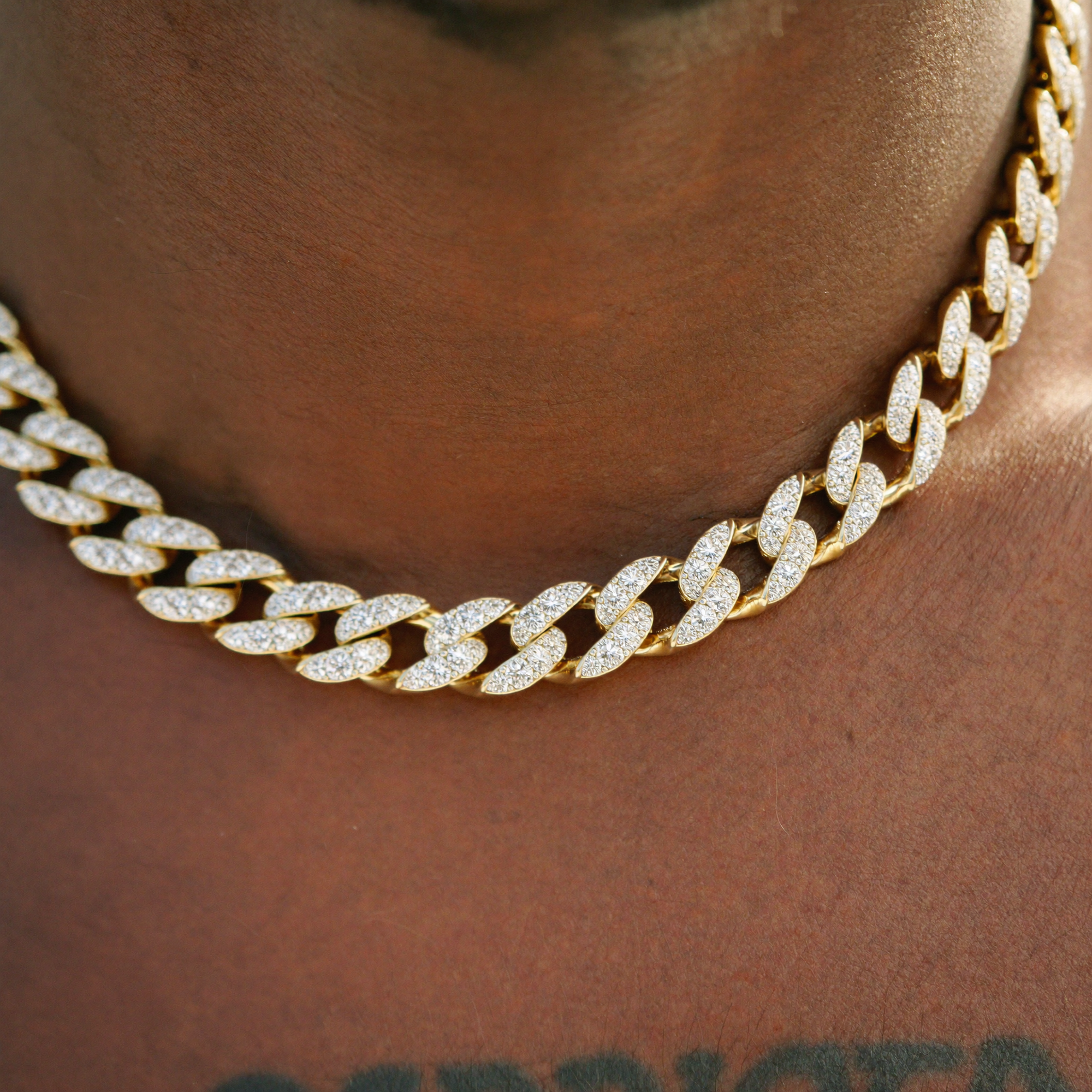 Cuban link chain worn