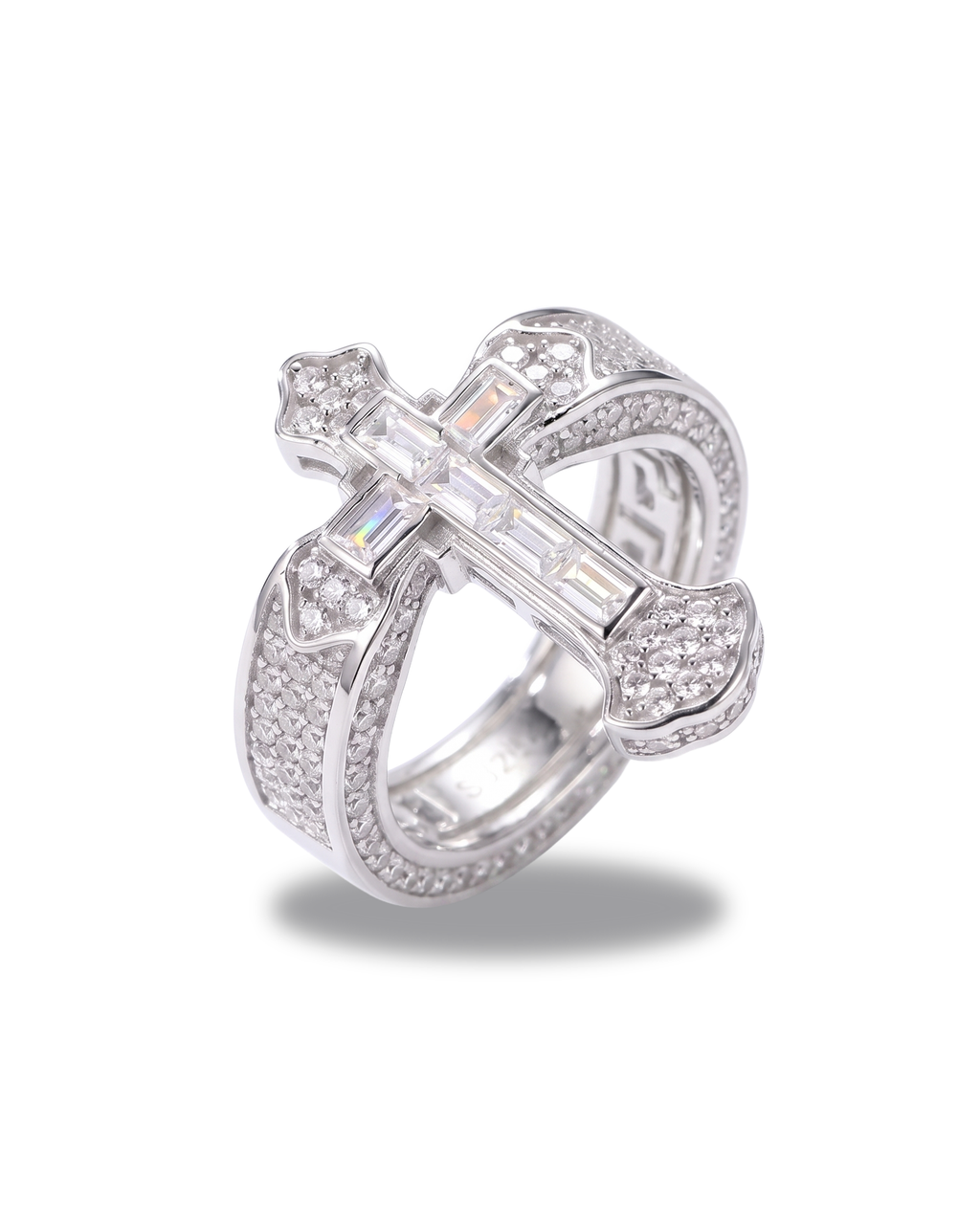 Moissanite Cross Ring - 14K Gold - MONTIÈR moissanite jewelry