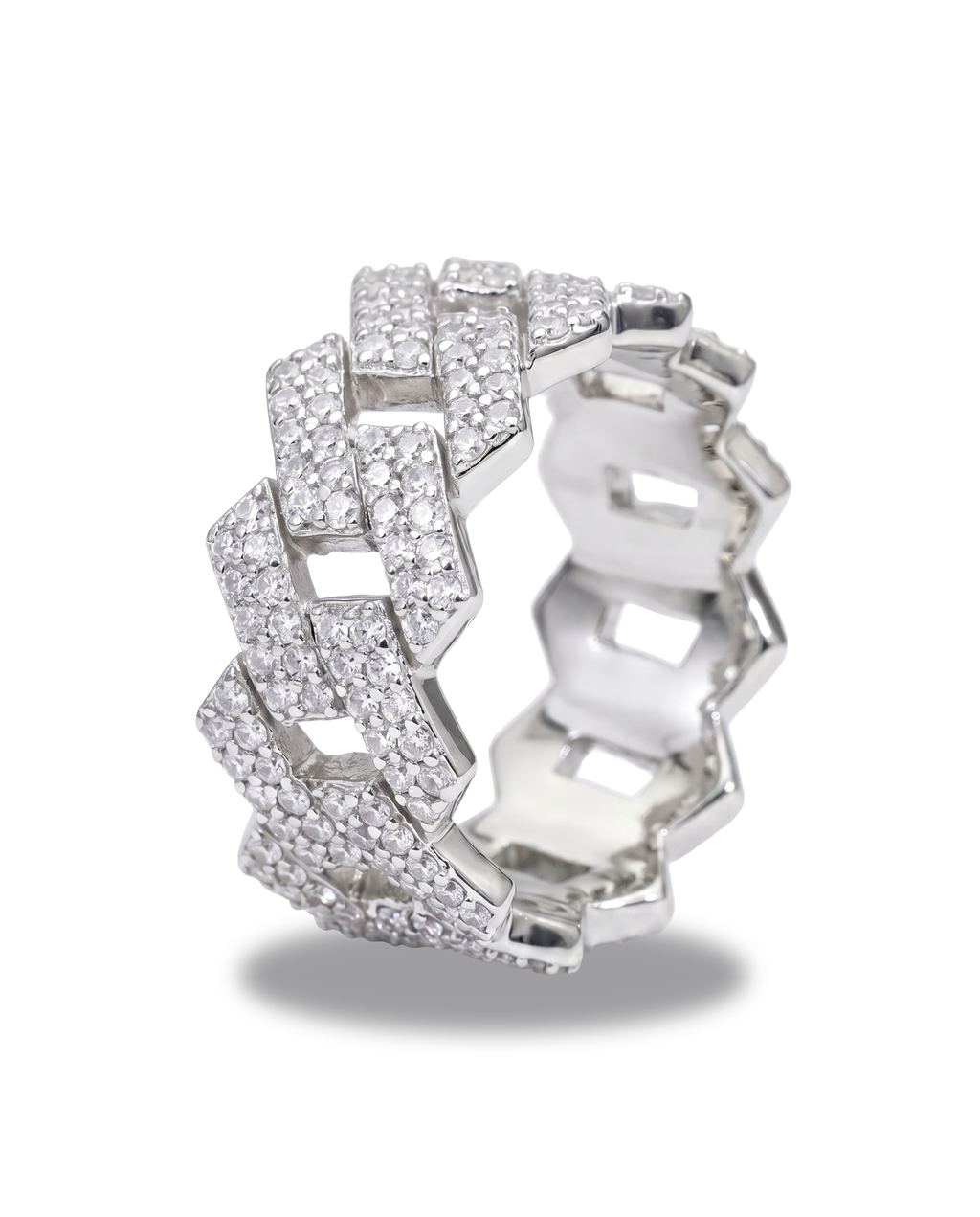 Moissanite Iced Cuban Ring - 14K Gold - MONTIÈR moissanite jewelry