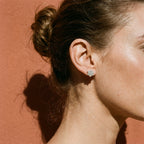 Diamond Flower Cluster Stud Earrings 14K Gold