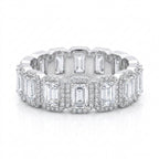 Emerald Band Ring Silver