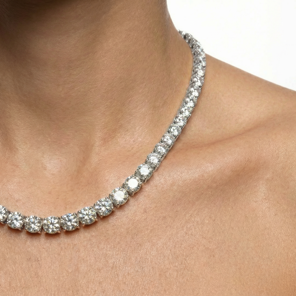 Aria Tennis Necklace 5MM - 14K White Gold