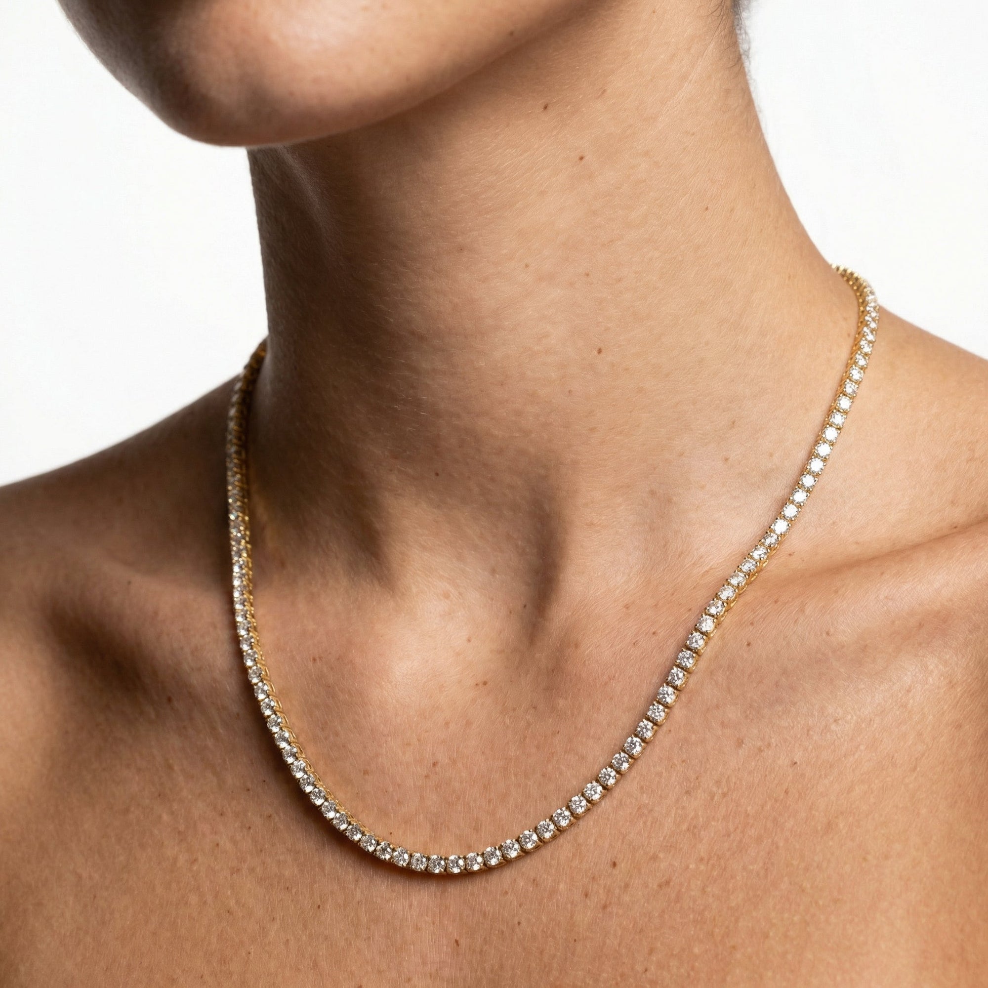 Aura Tennis Necklace 3MM - 14K Gold