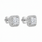 Moissanite Square Stud Earrings 14K Gold - 14K Gold - MONTIÈR moissanite jewelry