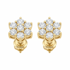 Diamond Flower Cluster Stud Earrings 14K Gold - 14K Gold