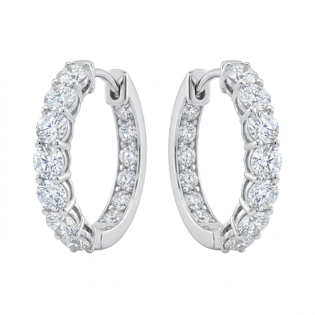 Moissanite Hoop Earrings 14K Gold - 14K Gold - MONTIÈR moissanite jewelry