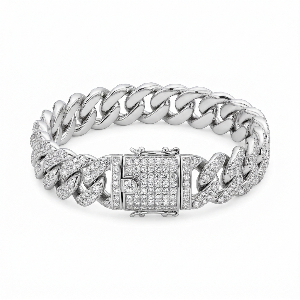 Moissanite Cuban Link Bracelet 14K Gold (All Sizes)