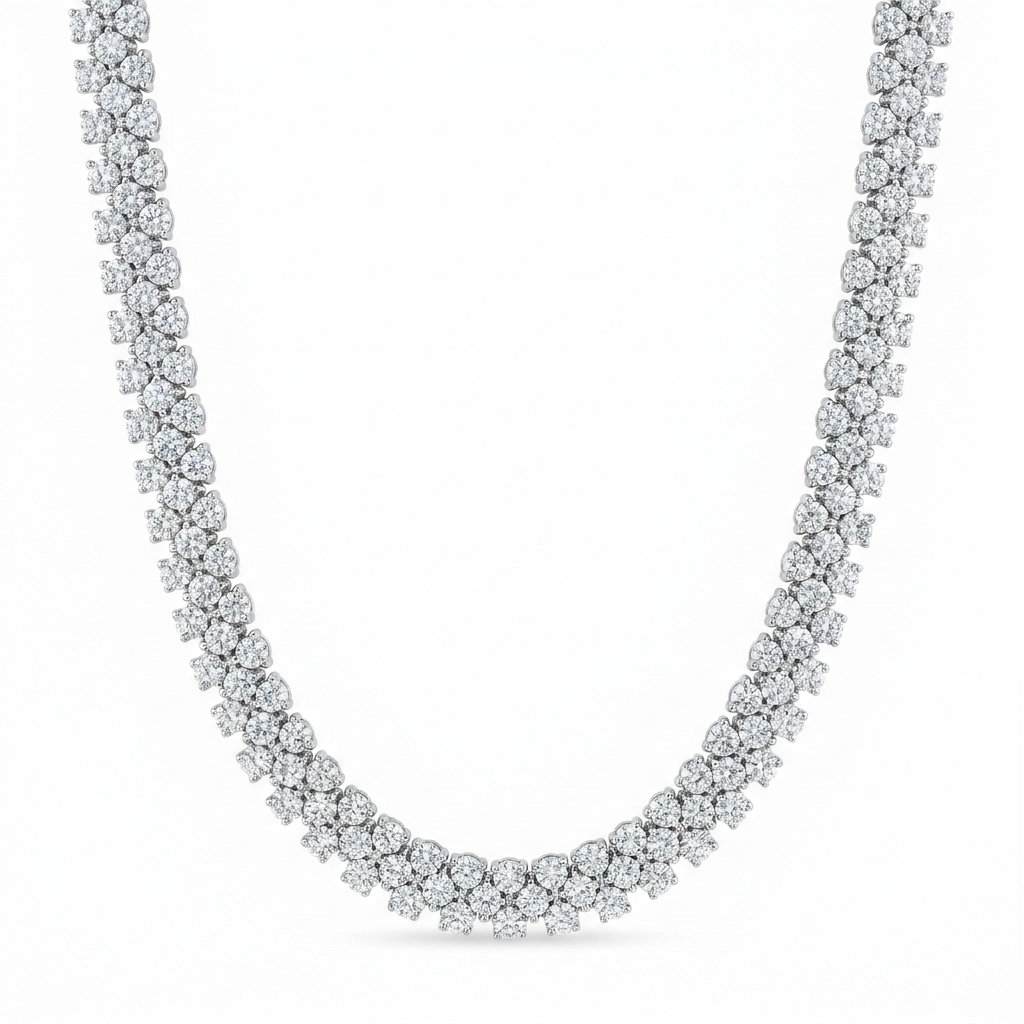 VVS Clustered Tennis Chain 14K Gold