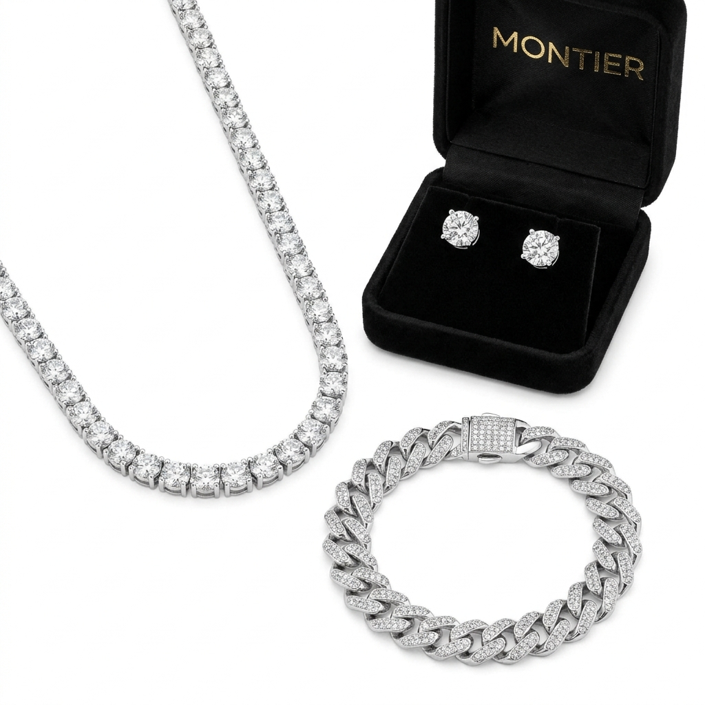 VVS Tennis Chain and Bracelet Bundle 14K Gold