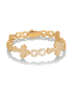 Moissanite Iced Out Infinity Cross Cuban Bracelet - 14K Gold - MONTIÈR moissanite jewelry