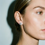 Moissanite Cluster Stud Earrings 14K Gold