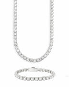 6MM Clustered Tennis Chain & Bracelet Set, 14K Gold Plated by Montièr