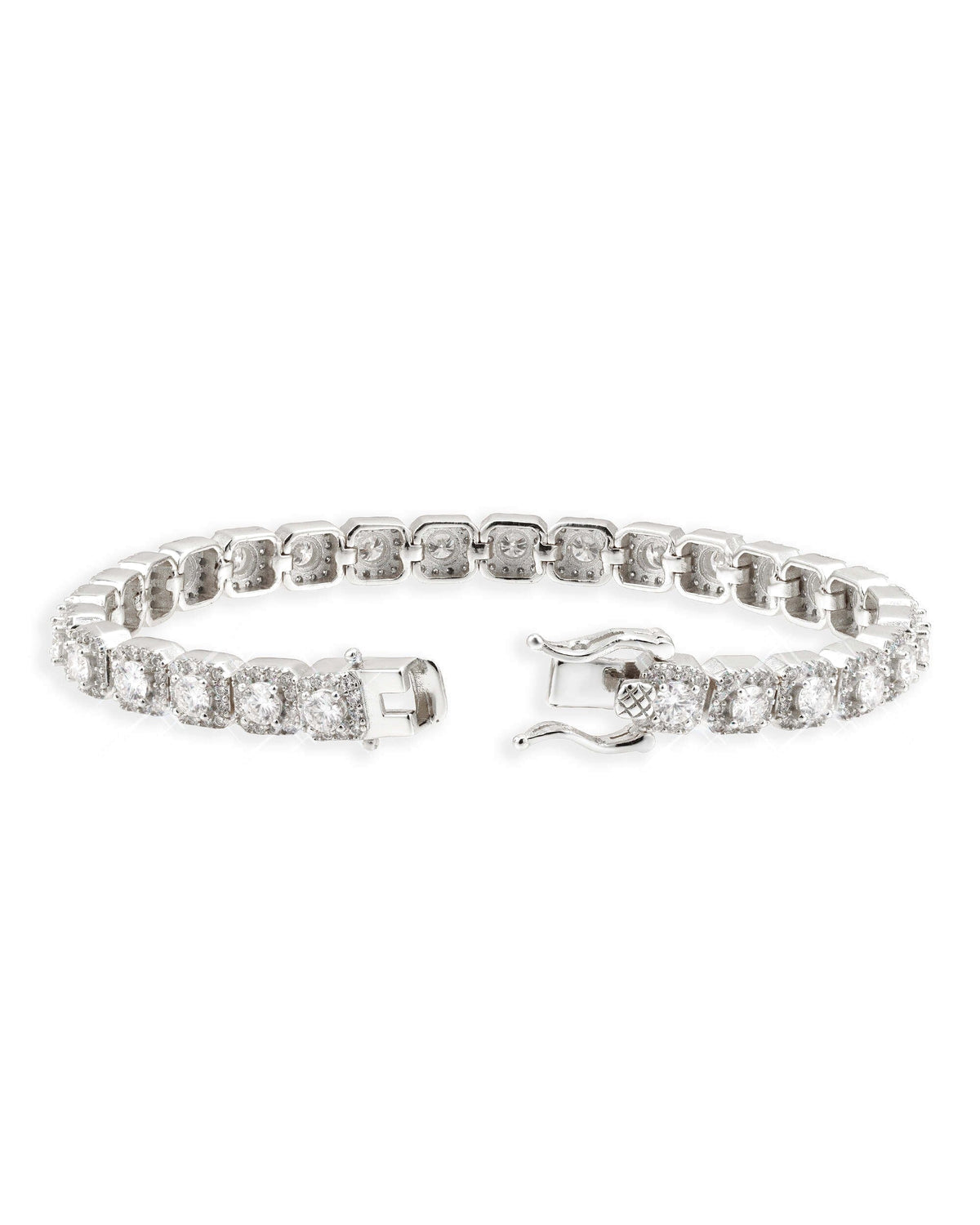 6MM Clustered Tennis Chain & Bracelet Set, 14K Gold Plated - view 7