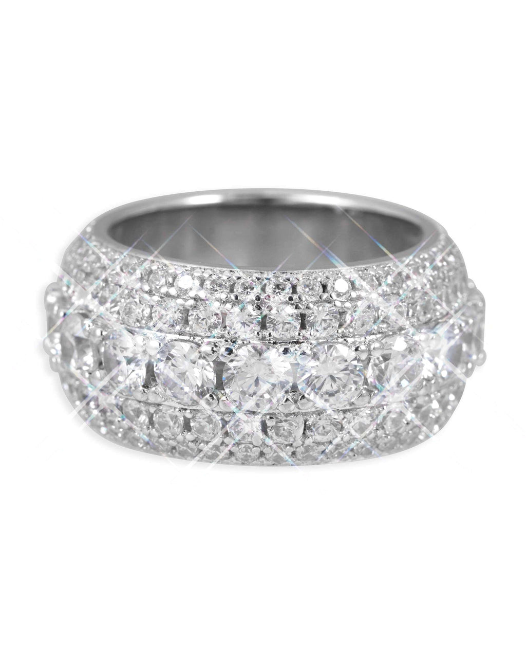 Iced Out 5-Layer Band Ring, 14K Gold Plated by Montièr