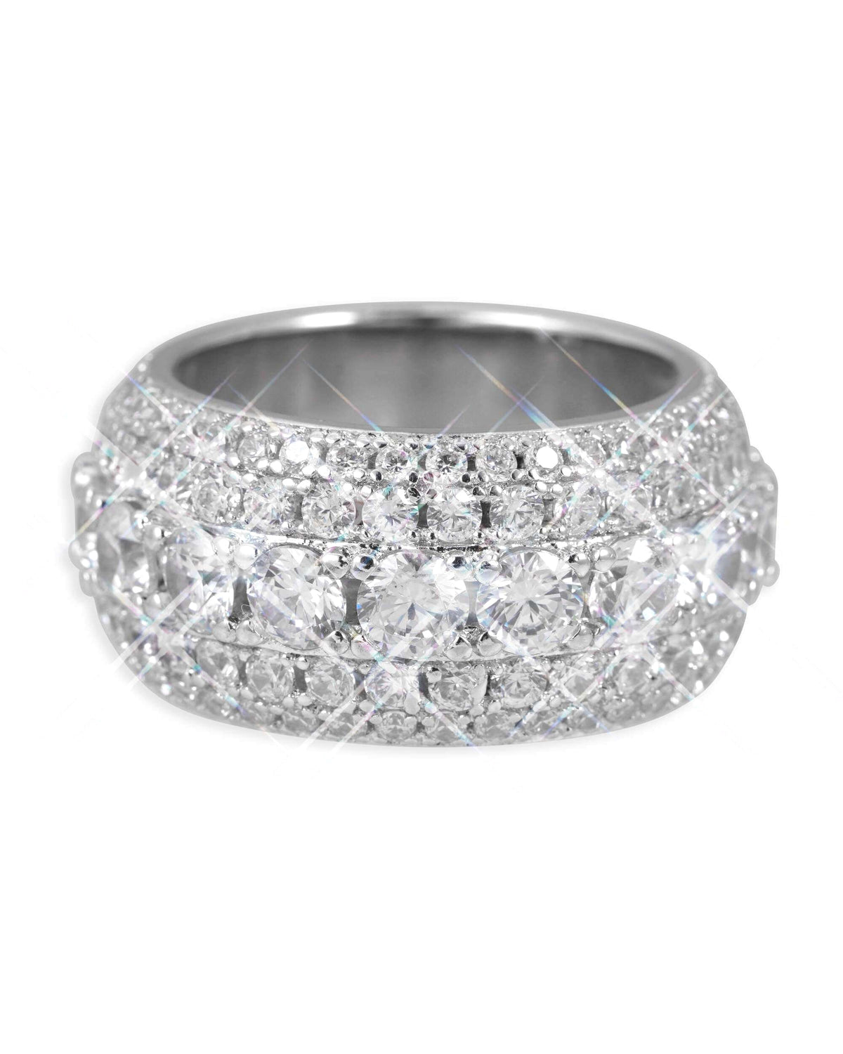 Iced Out 5-Layer Band Ring, 14K Gold Plated by Montièr