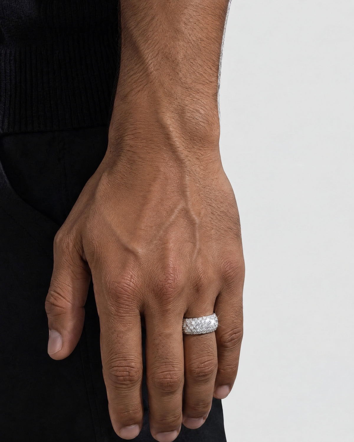 Iced Out 5-Layer Band Ring, 14K Gold Plated - view 2