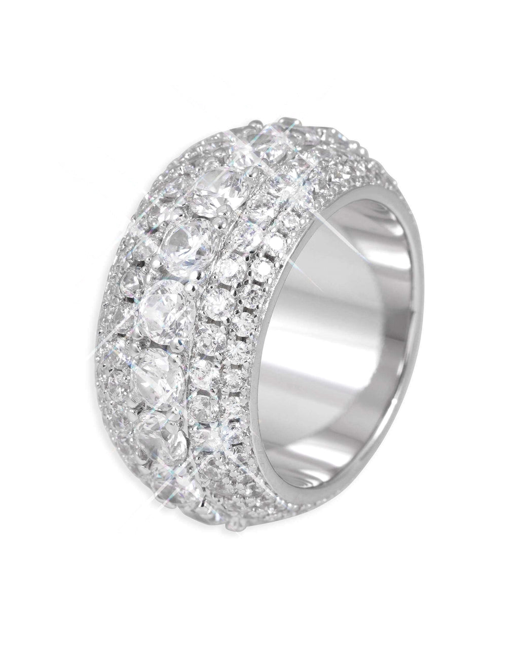 Iced Out 5-Layer Band Ring, 14K Gold Plated - view 3