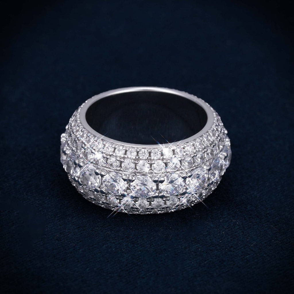 Iced Out 5-Layer Band Ring, 14K Gold Plated - view 4