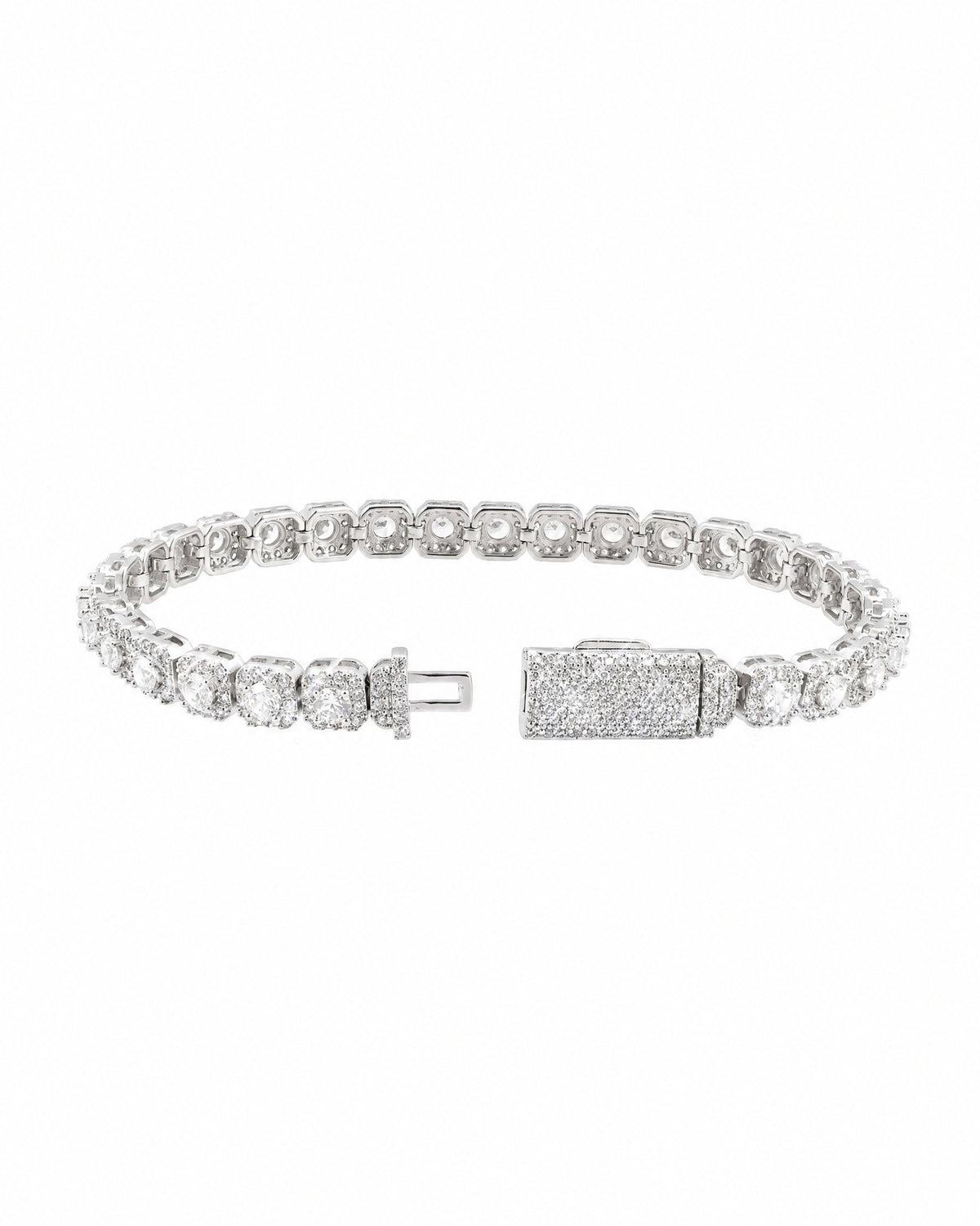6MM Clustered Tennis Bracelet, 14K Gold Plated - view 3