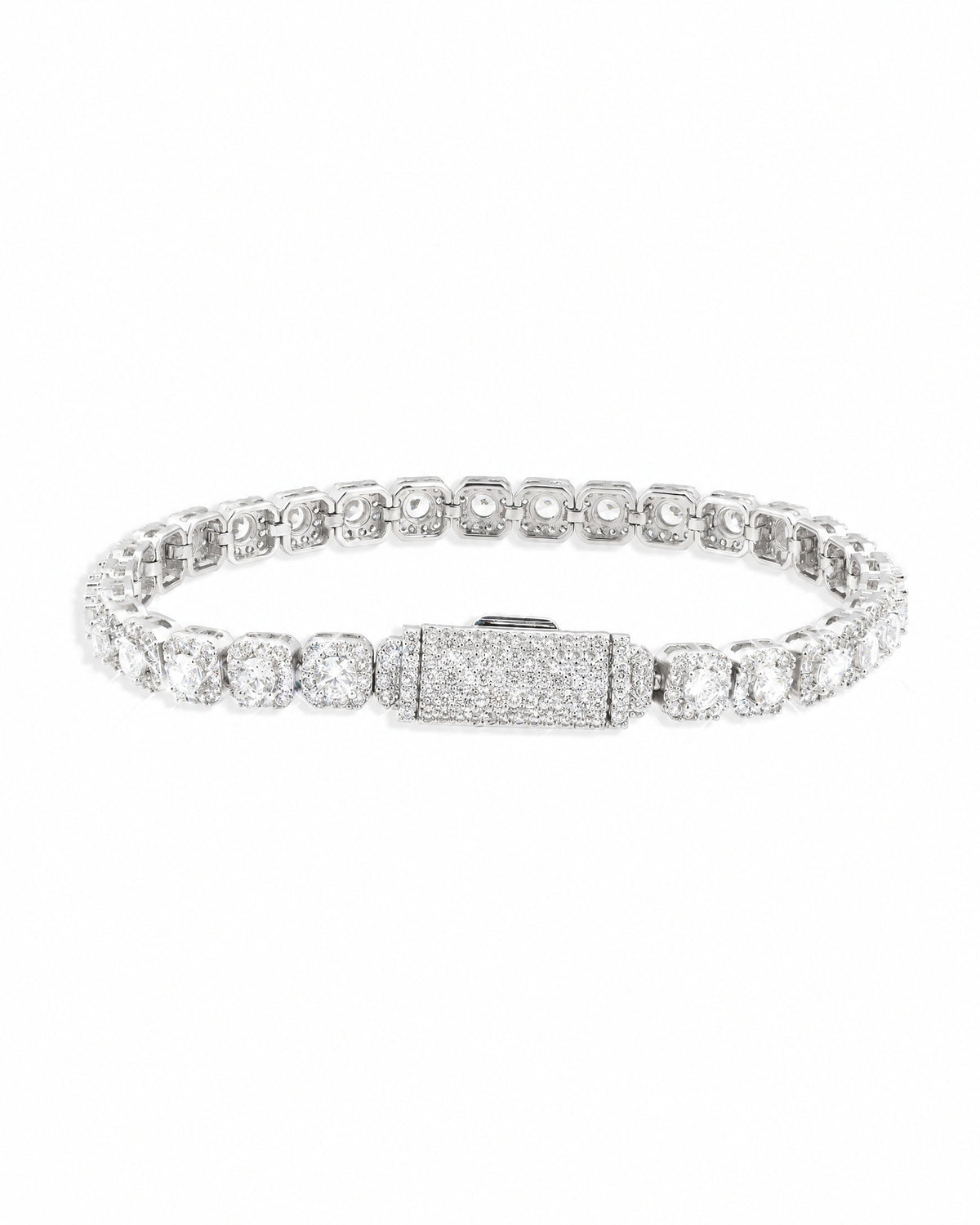 6MM Clustered Tennis Bracelet, 14K Gold Plated - view 4