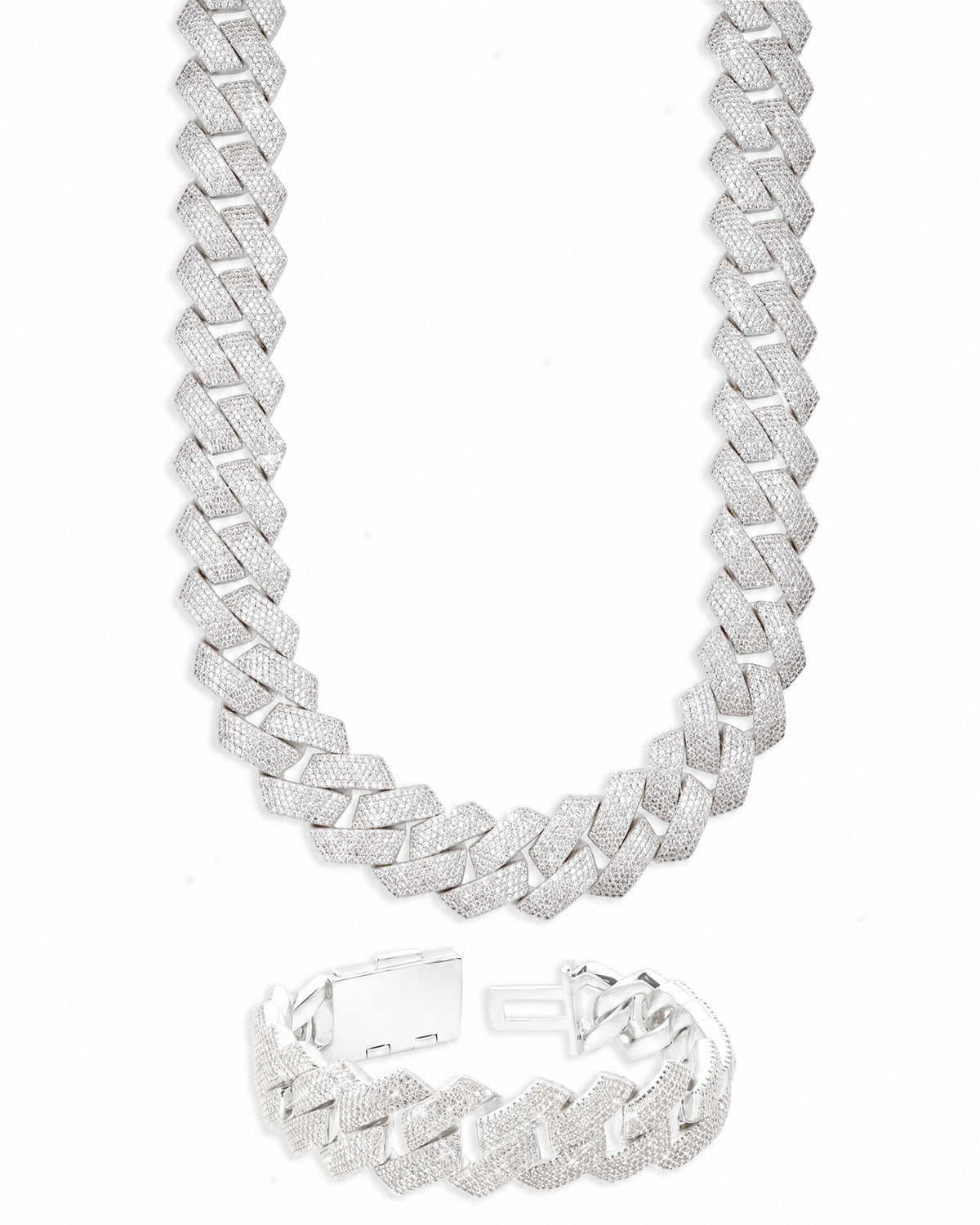 20MM Cuban Link Chain & Bracelet Set, 14K Gold Plated by Montièr