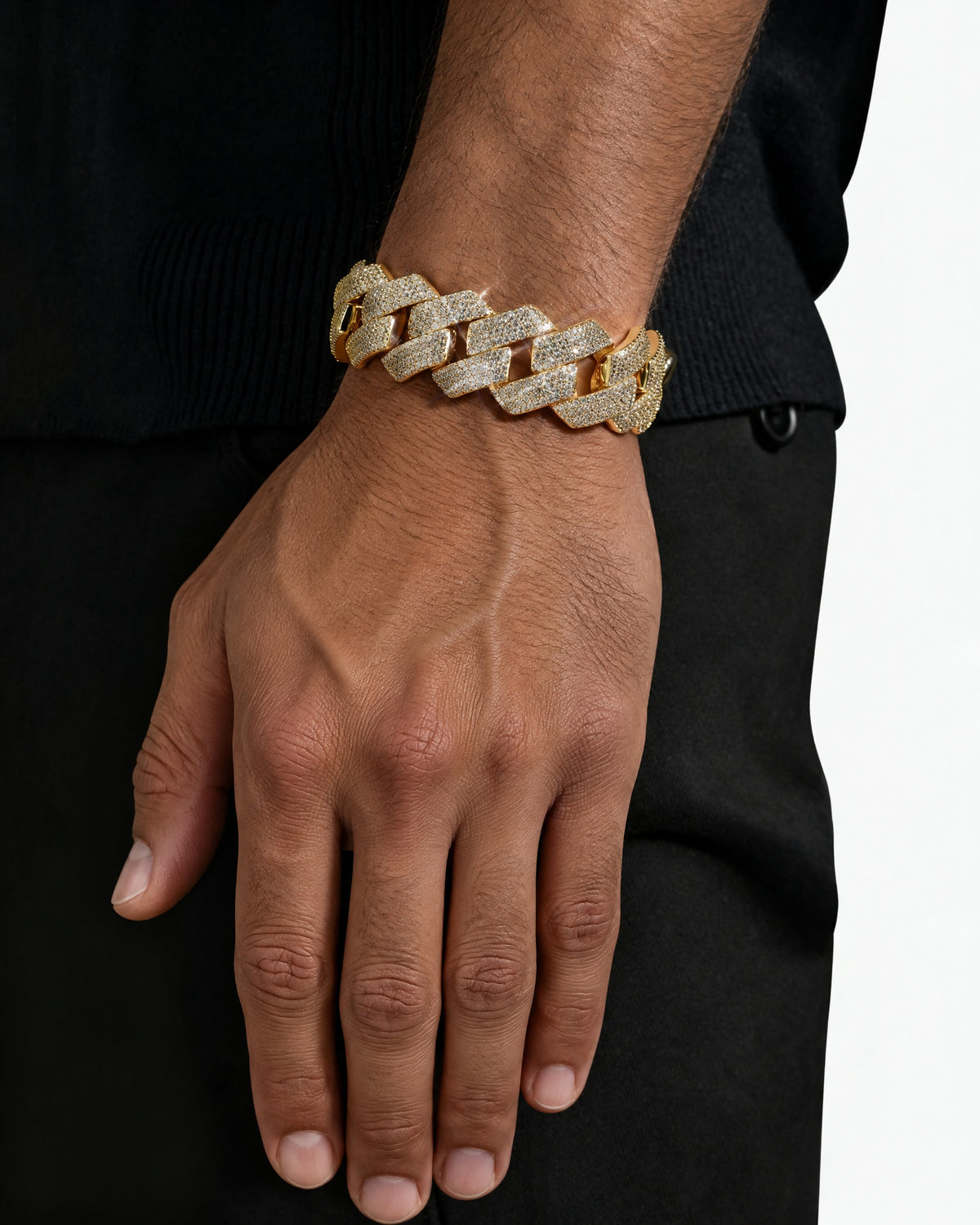 20MM Cuban Link Chain & Bracelet Set, 14K Gold Plated - view 7