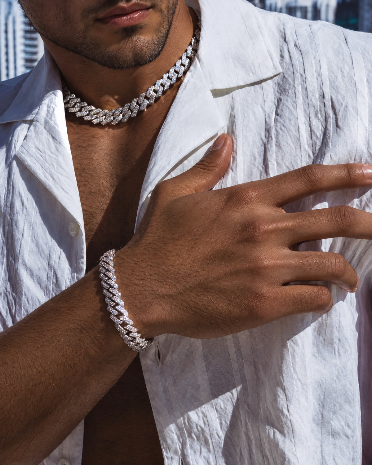 8MM Cuban Link Chain & Bracelet Set, 14K Gold Plated by Montièr