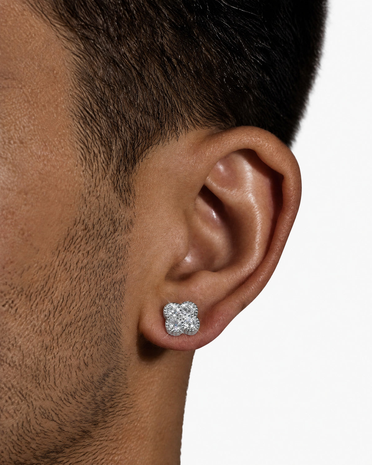 6MM Four-Leaf Stud Earrings, 14K Gold Plated - view 2