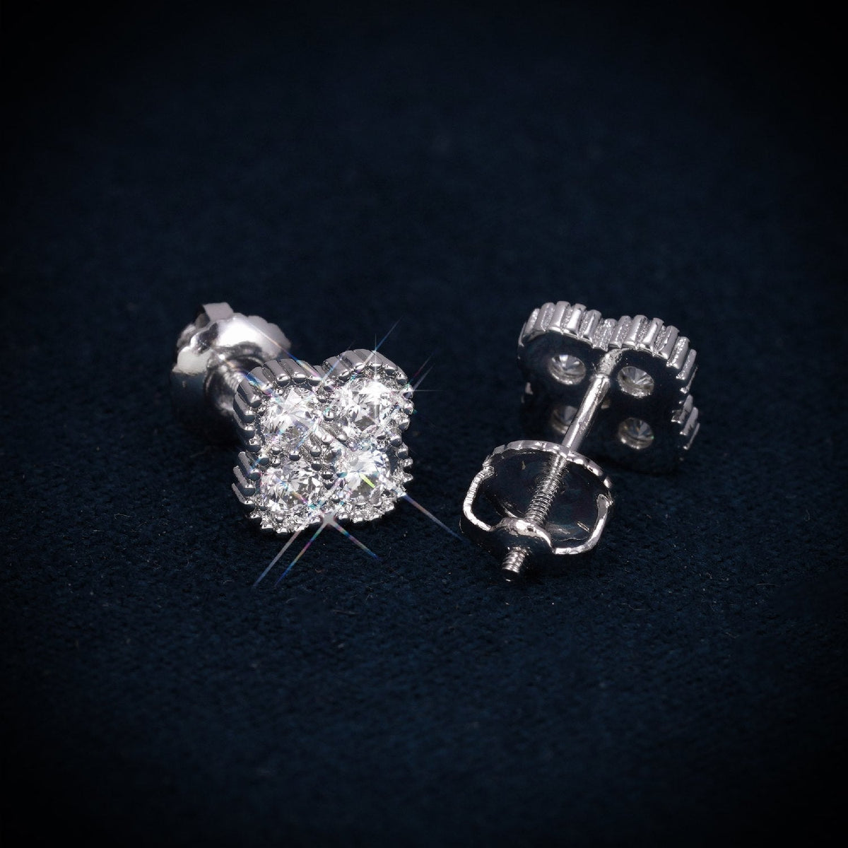6MM Four-Leaf Stud Earrings, 14K Gold Plated - view 4