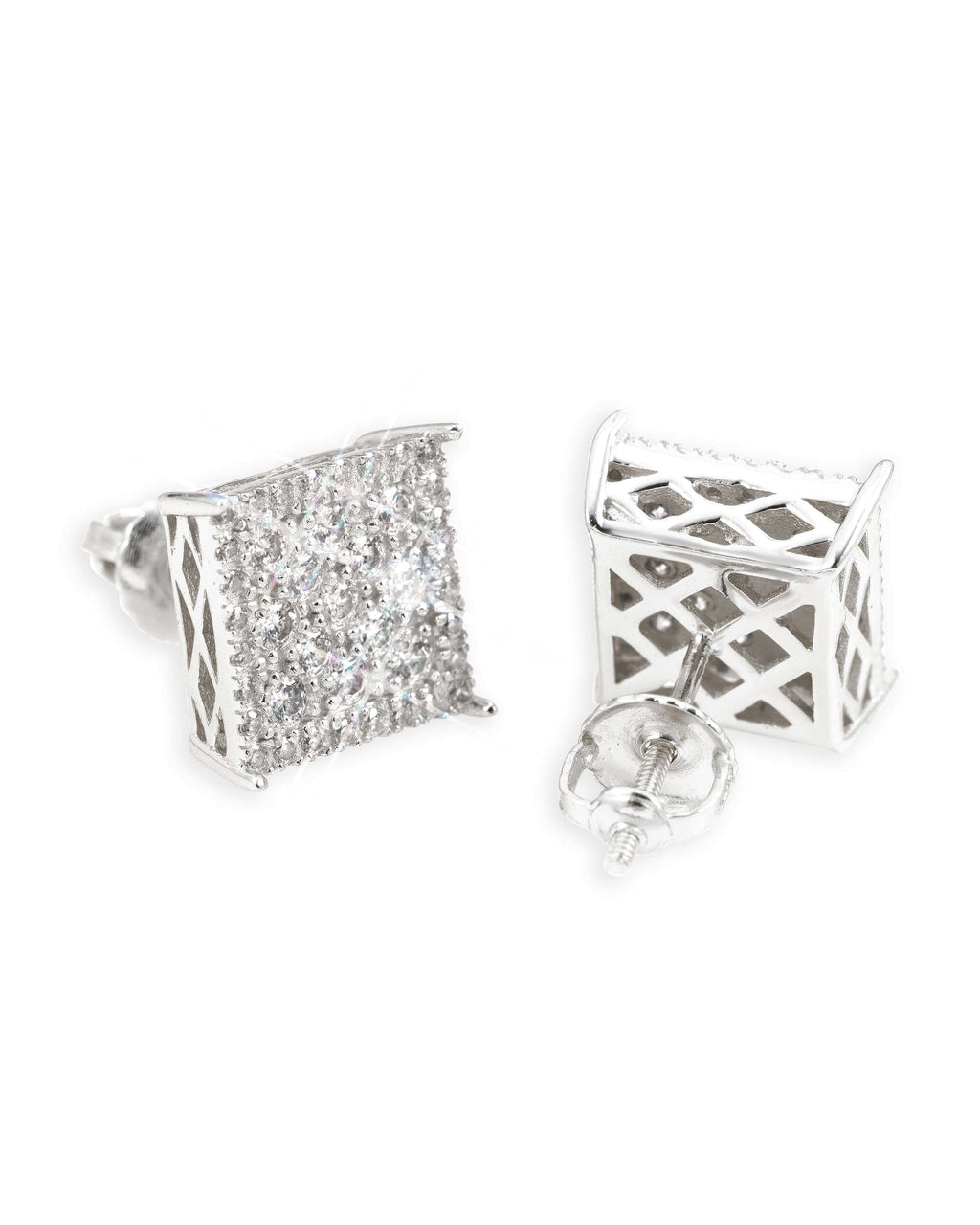 7MM Square Pointed Stud Earrings, 14K Gold Plated by Montièr