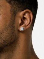 7MM Square Pointed Stud Earrings, 14K Gold Plated - view 2