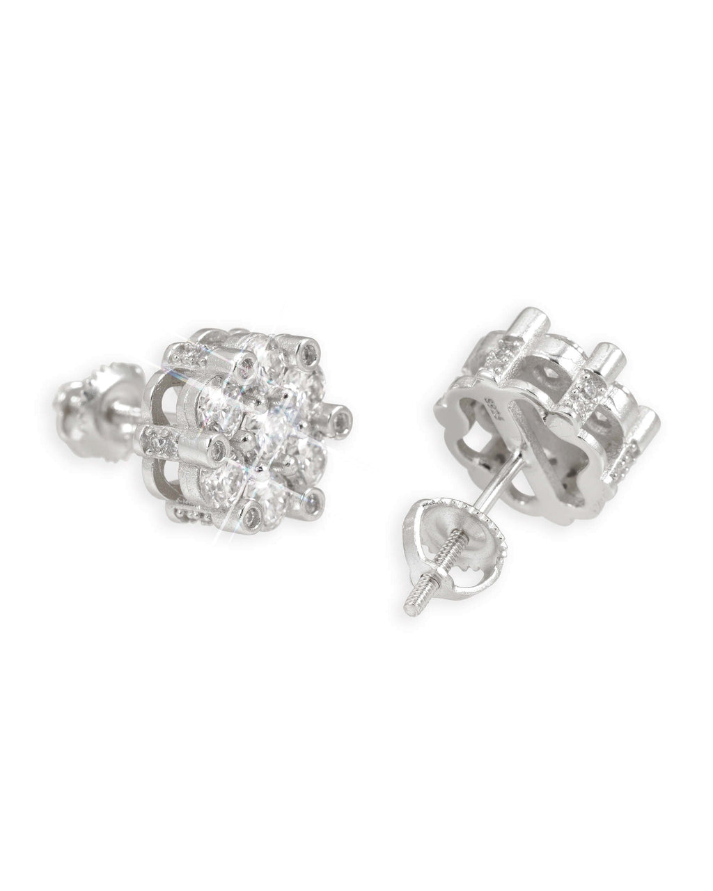 7MM Flower Cluster Stud Earrings, 14K Gold Plated - view 2